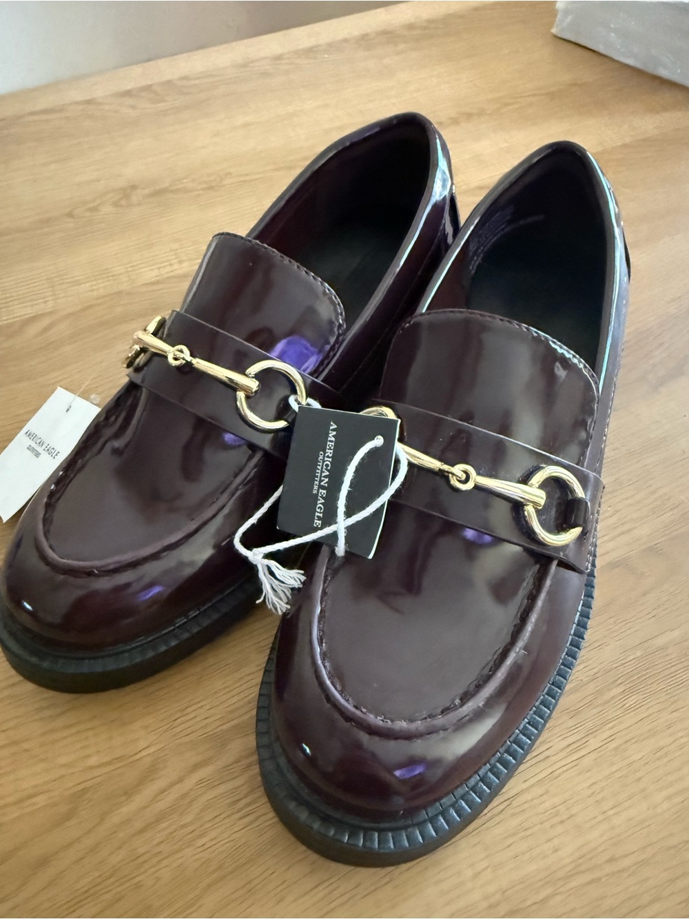 American Eagle Outfitters Women's Patent Burgundy Loafers  size 6